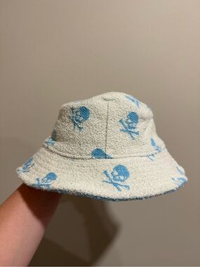 NEW G/FORE Reversible Terry Cloth Skull Bucket Hat Blue White Golf